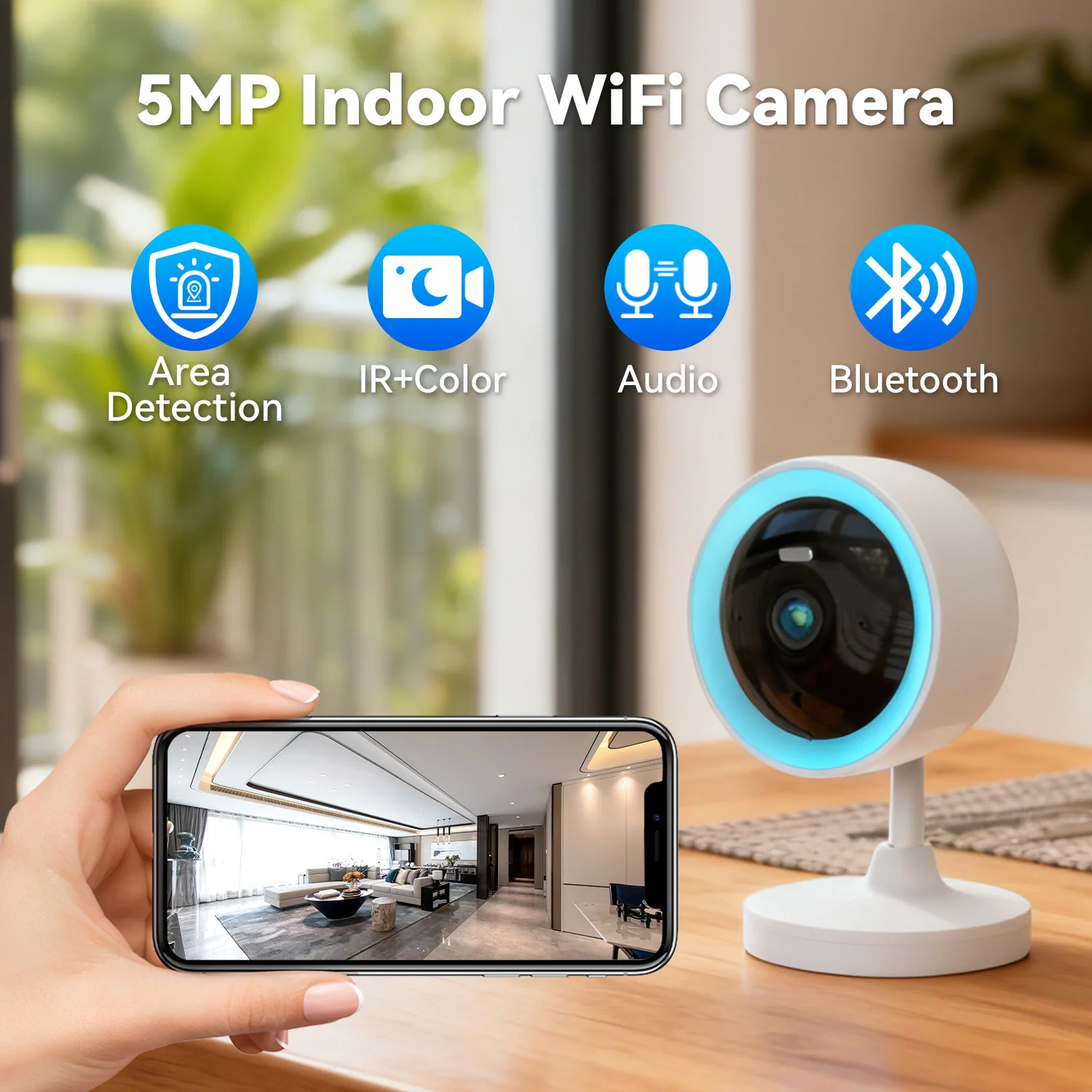 Tuya Smart 2MP HD Indoor Home Security Camera for Baby/Elder,With Real-time APP Alert,2-Way Audio,Human body detection