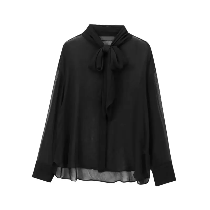 

Autumn Winter New Arrival Women's Long Sve irt Knot Decoration Print Design Loose Fit Versatile Sle 8636068