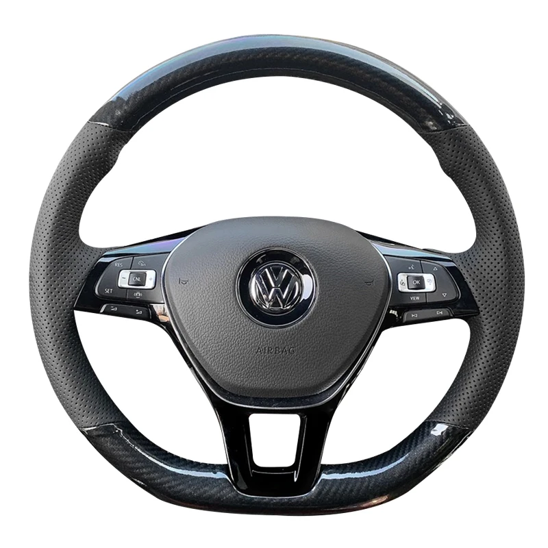 For Volkswagen VW Magotan T-Cross Golf Sagitar Tayron Tiguan Bora T-ROC Jetta Passat Hand-sewn leather steering wheel cover