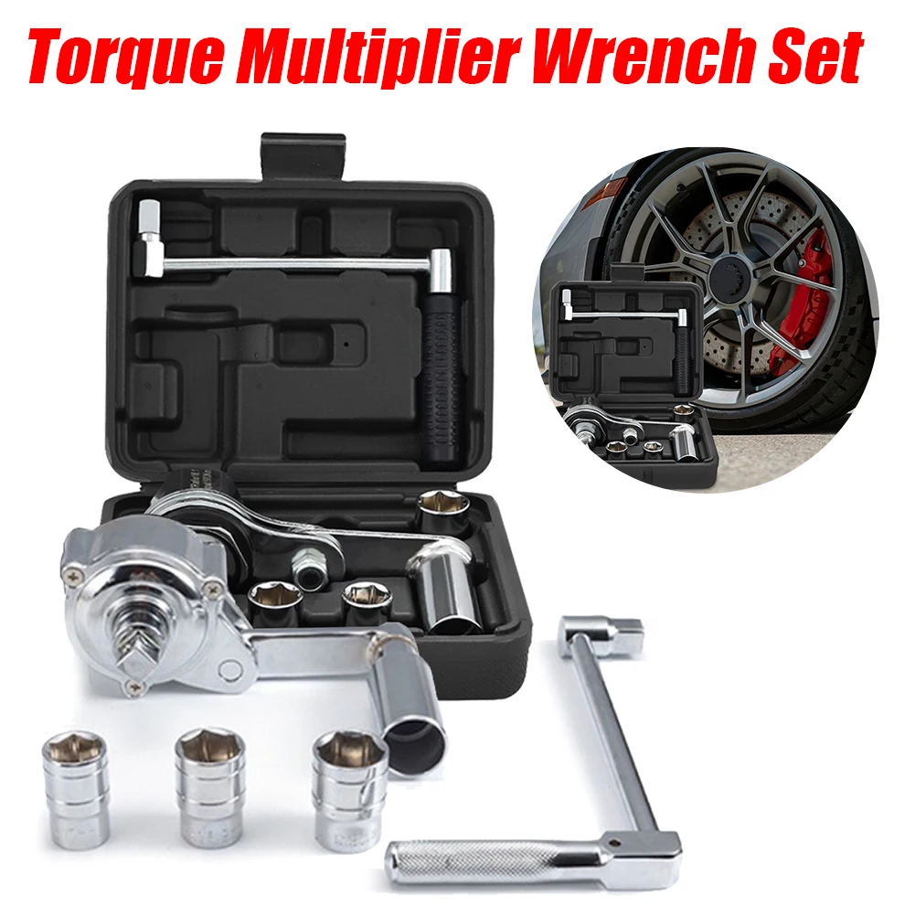 

Chrome Vanadium Steel Wrench Booster Tire Nut Remover with 17mm/19mm/21mm Sockets Auto Tire Disassembly Repair Tool Kits Wrench
