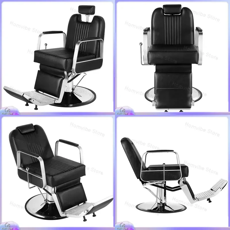 Heavy Duty Black Barber Chair for Hair Salon Professional Styling Chair with Hydraulic Lift and 360 Degree Swivel Base