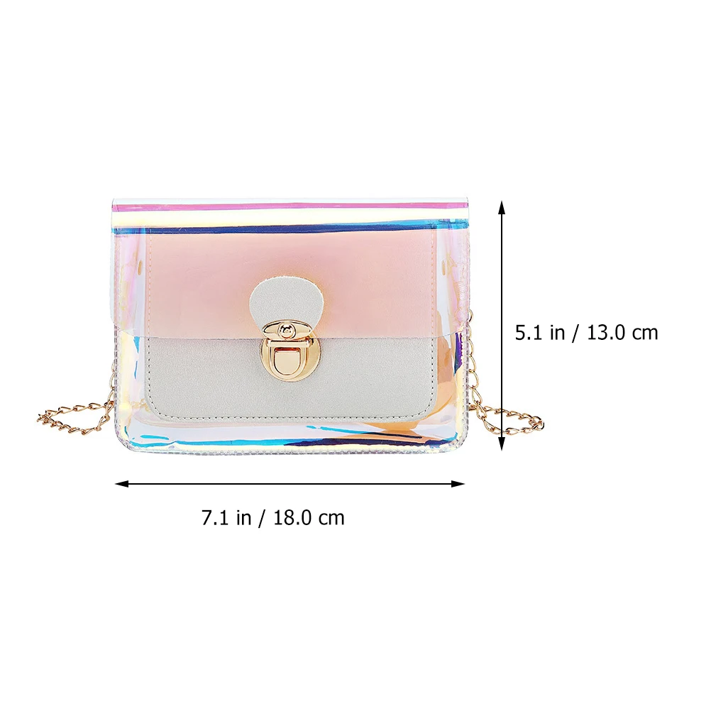 

1 pc Pvc Shoulder Bag Waterproof Transparent Storage Pouch Metal Chain Strap Multi Layer Large Capacity Electroplated