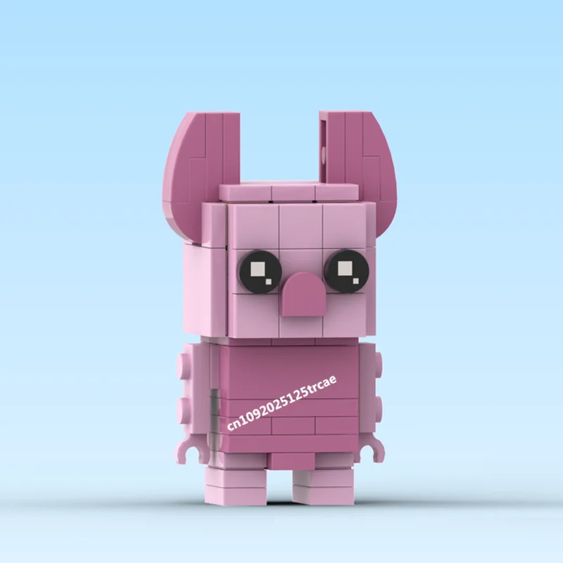 New Famous Animated Series Moc Winnied Bear Character Square Head Figures Model Blocks Diy Creative Ideas Kid Toys Birthday Gift