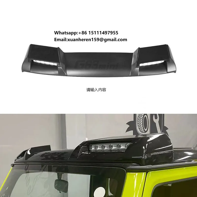 Jimny Upgrade to Mini G63 Style Car Auto Body Kits Parts Accessories Front Roof Spoiler Wing With Lights for Suzuki Jimny