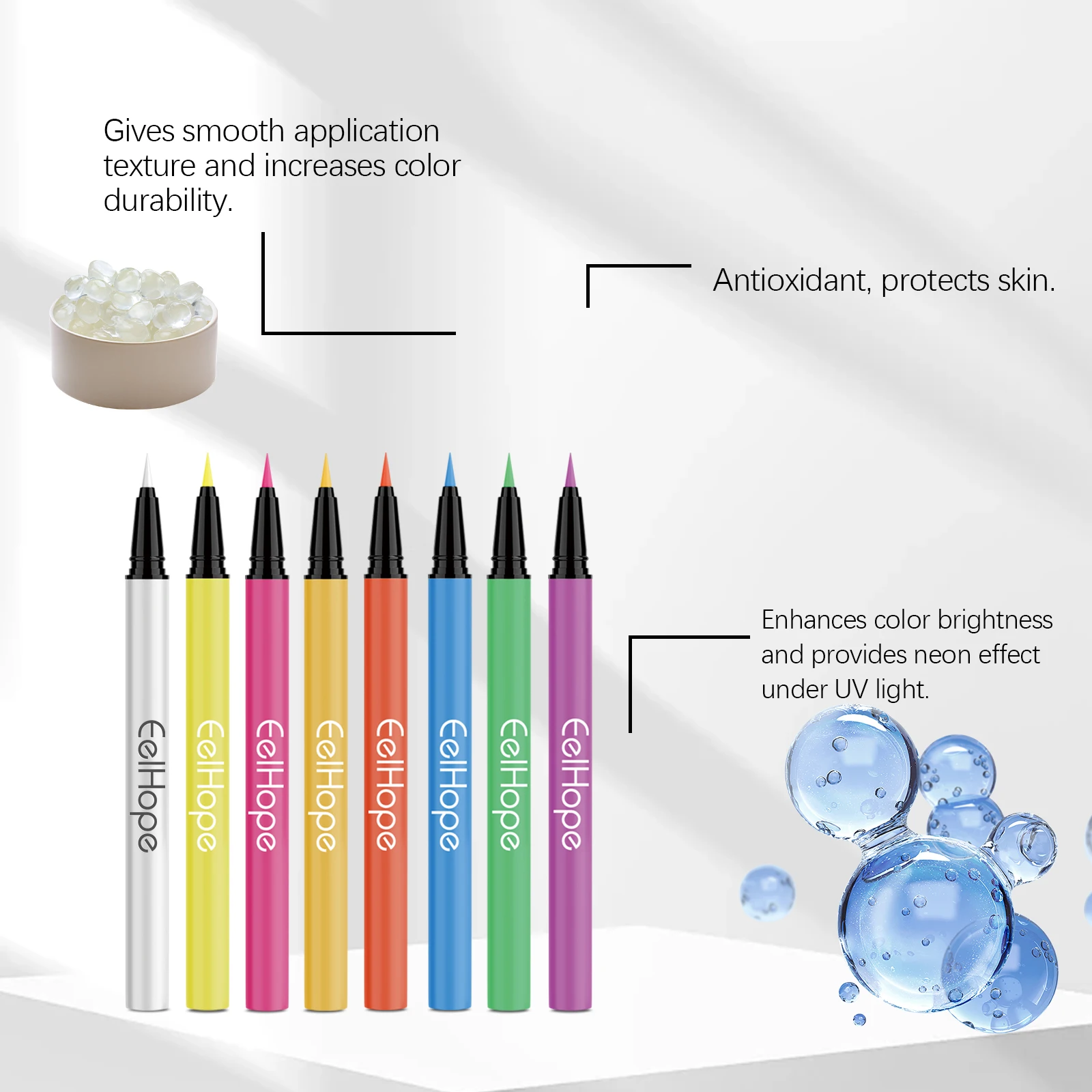 8-kleuren UV-neon eyelinerpotlood Gekleurde eyeliner Glad Sneldrogend Langdurig Waterdicht voor feestfestival Make-up Cosmetisch