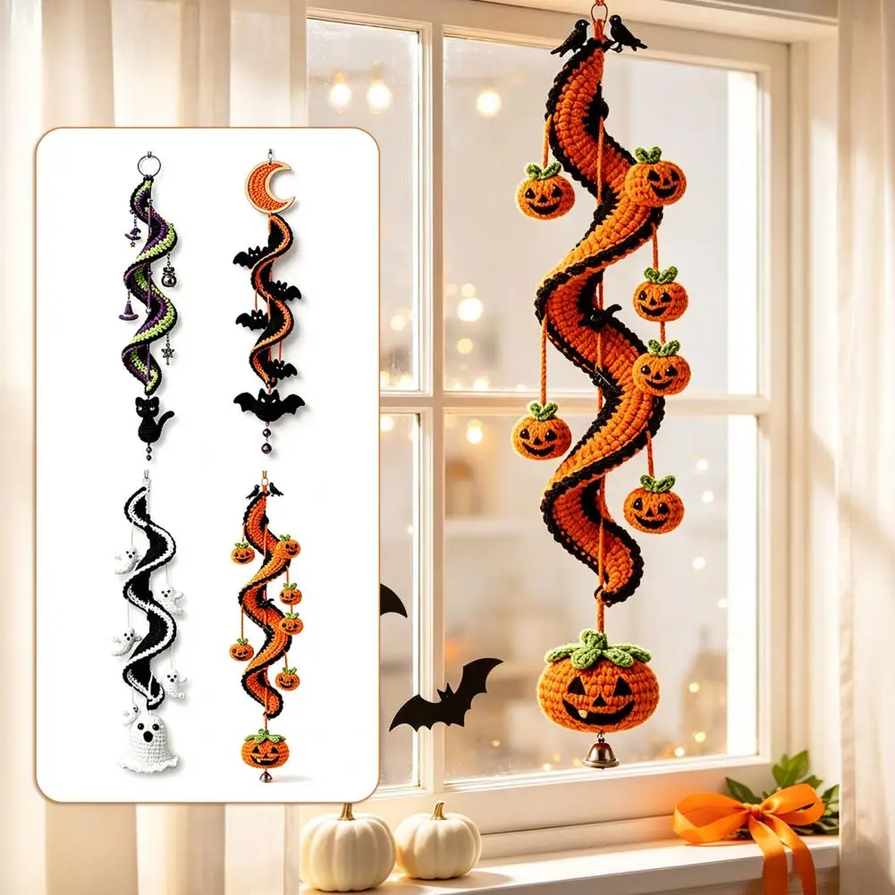 Crochet Bat Kit Spiral Bat Ornament Halloween Crochet Ornament Diy Kit Pumpkin Ghost Bat Hanging Decoration Spiral for Beginners