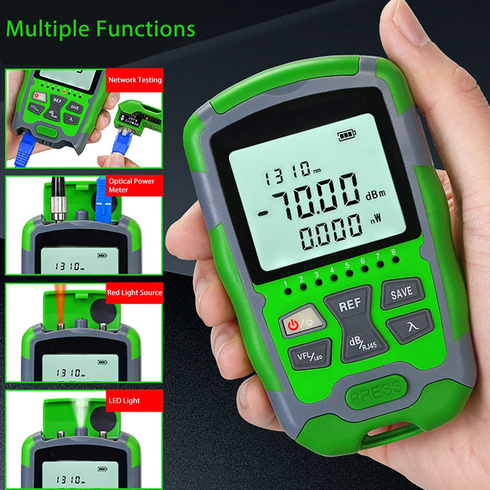 Rechargeable Optical Power Meter Mini Optical Power Meter Red Light  Optic Cable Power Tester with USB Charging Cable