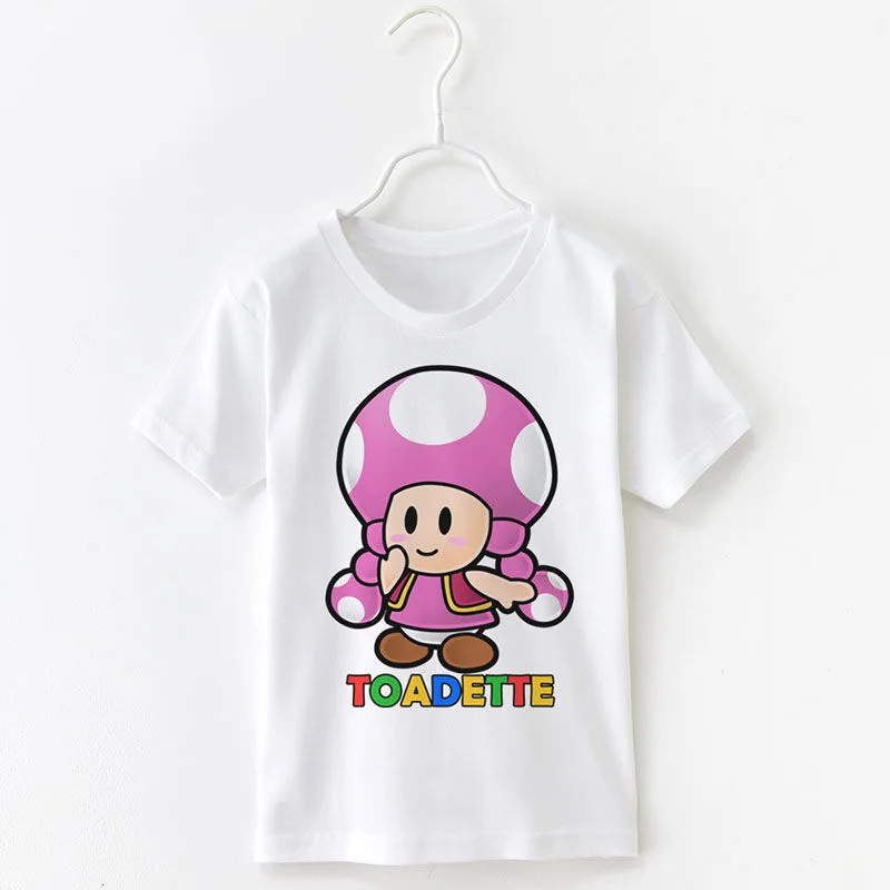 سوبر ماريوس بروس بنين بنات تي شيرت أنيمي الشكل العربة العلجوم كوبا ديزي الخوخ الصيف قصيرة الأكمام المحملة القمم رجل ملابس حريمي #4