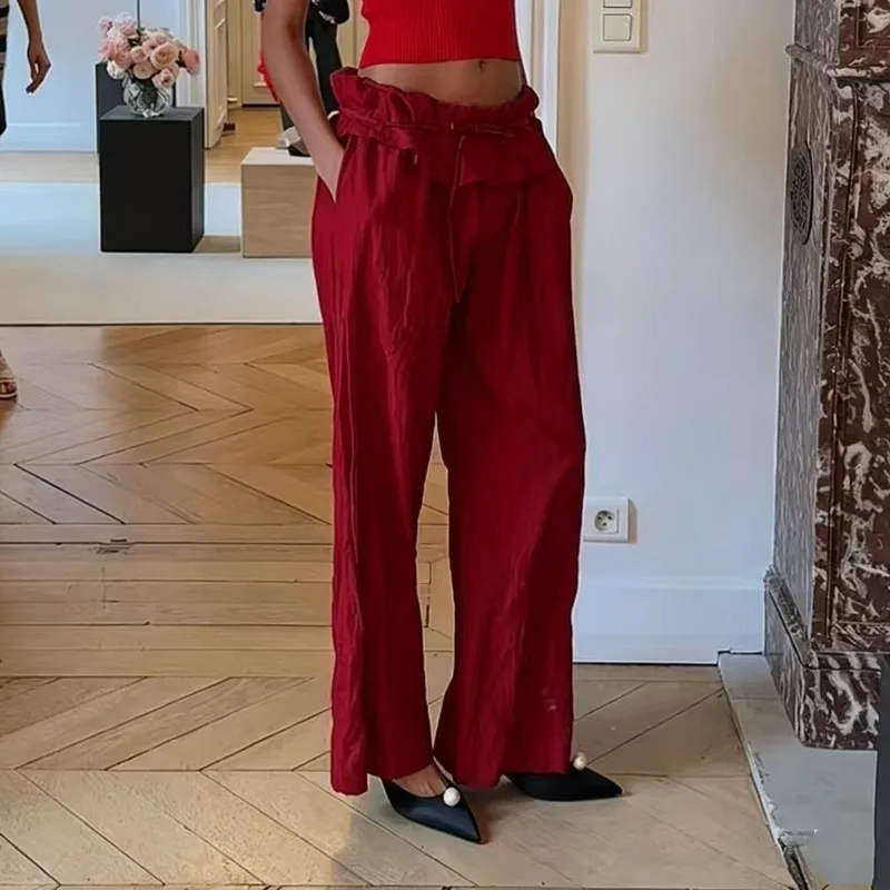 Women's High-Waisted Wide-Leg Pants, Custom-Dyed Trousers, High-Quality Casual Pants, 2026, New Arrival, Y2K, Straight-Leg Pants