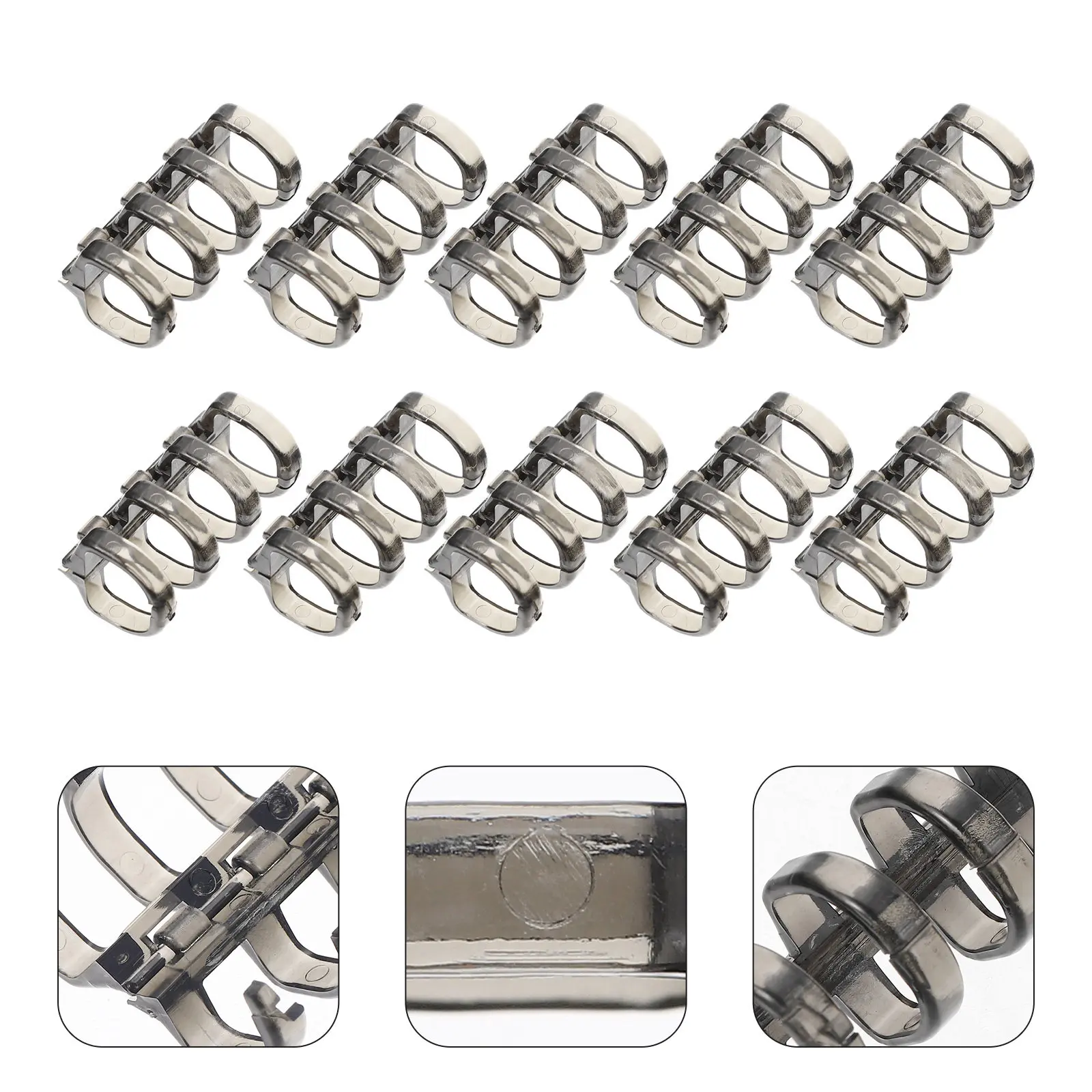 

10Pcs Loose Leaf Binder Rings Plastic Segmented Four-Hole Scrapbook Clips Office Student Stationery File Binder Snap