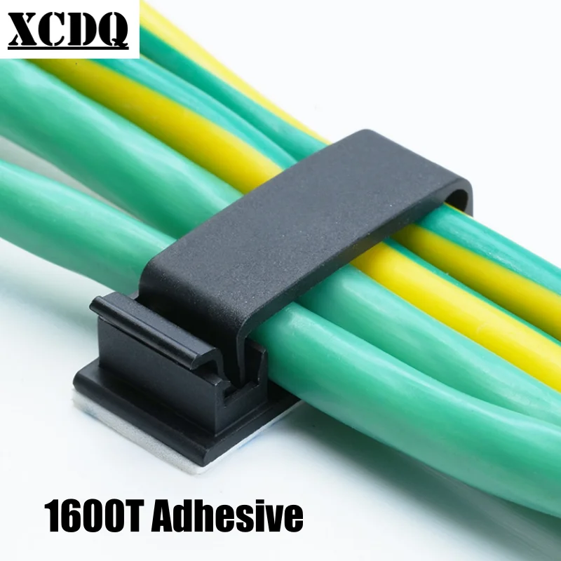 25pcs 3M 1600T Back Adhesive Fixed Electric Wire Clamp Desk Cable Clips Cord Manager Nylon PA66 Material for Office Home