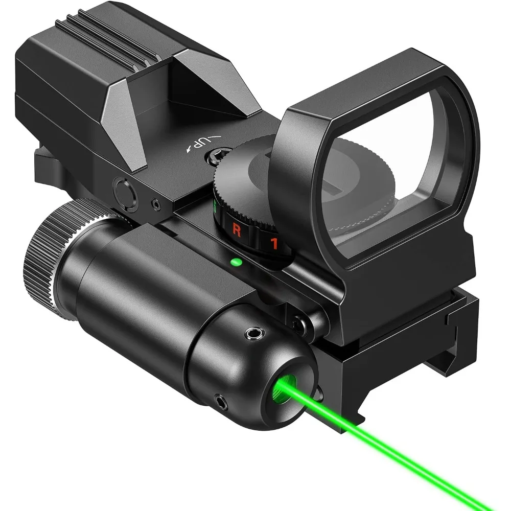 1X22X33 Reflex Sight Red Dot Sight Red Green 4 Reticle Optics with Green Laser and Pressure Pad Switch for 20mm Rail