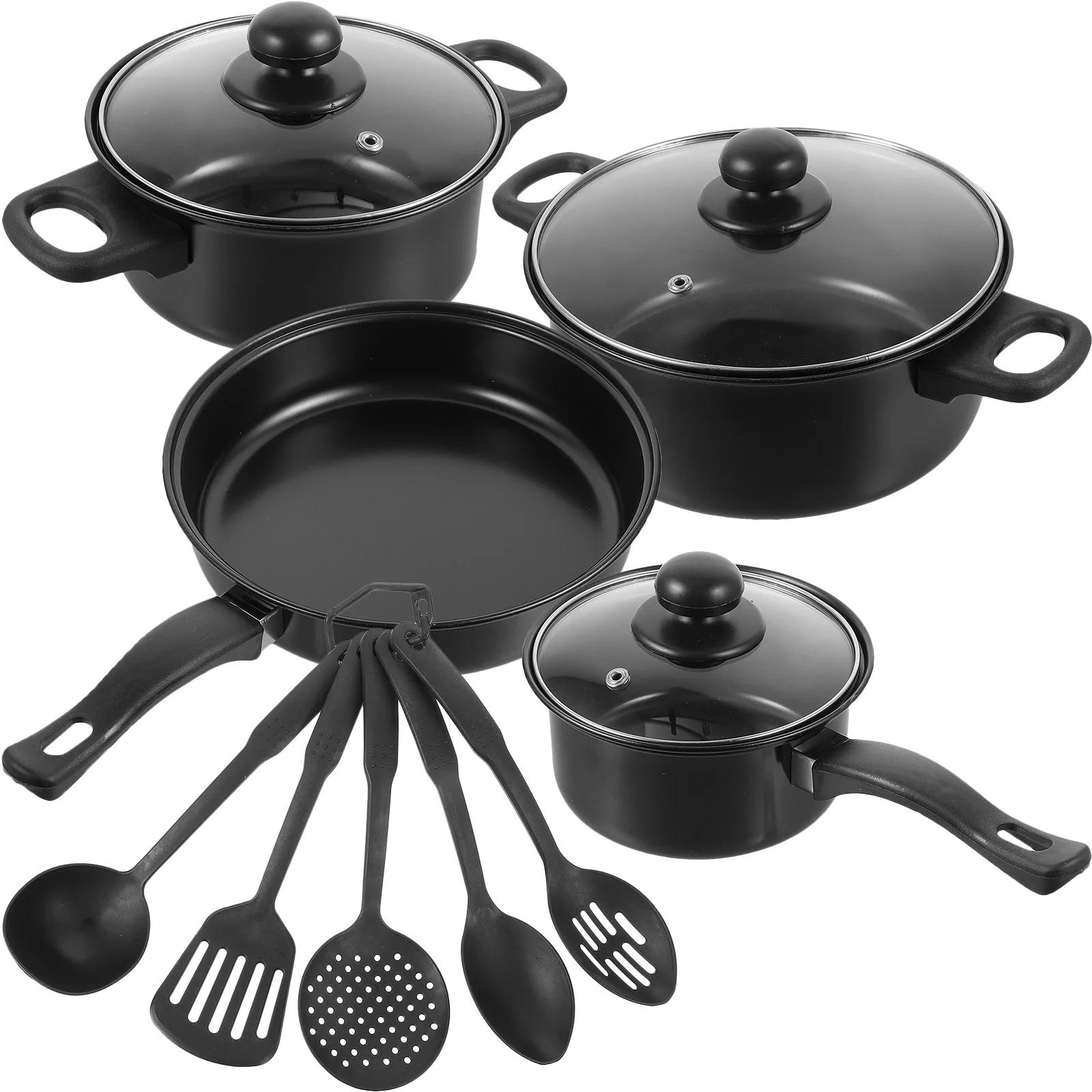 

7 Pcs Flat-bottomed Small Frying Pans Woks Pots And Cast Iron Non Stick Cooking Nonstick