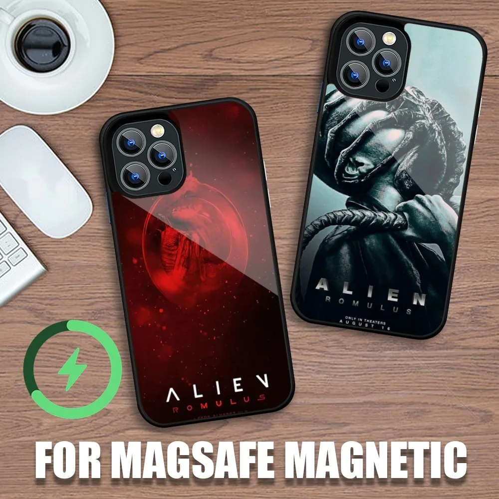 Film Alien Romulus Phone Case For iPhone 11 12 13 14 15 Plus Pro Max Charging Magsafe Magnetic Wireless Cover