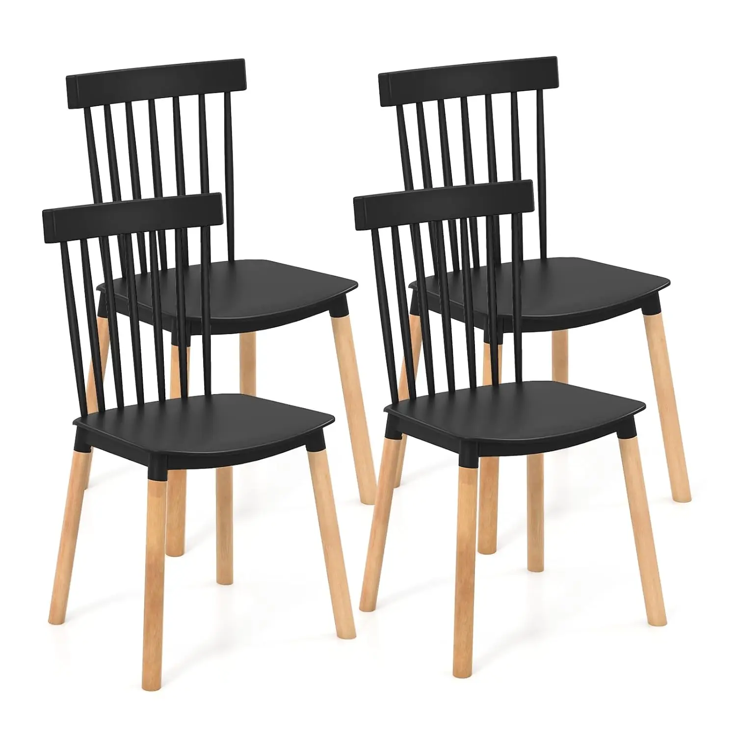 

Набор из 4 обеденных стульев из массива черного дерева, стулья для кухни и ресторана в стиле фермерского дома, на заказ