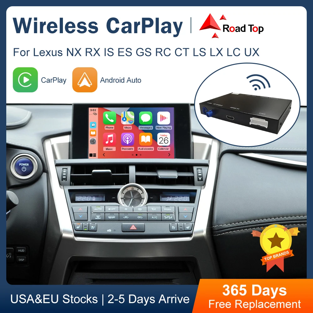 Wireless CarPlay Android Auto for Lexus NX RX IS ES GS RC CT LS LX LC UX GX 2014-2019, with Mirror Link Car Play Functions