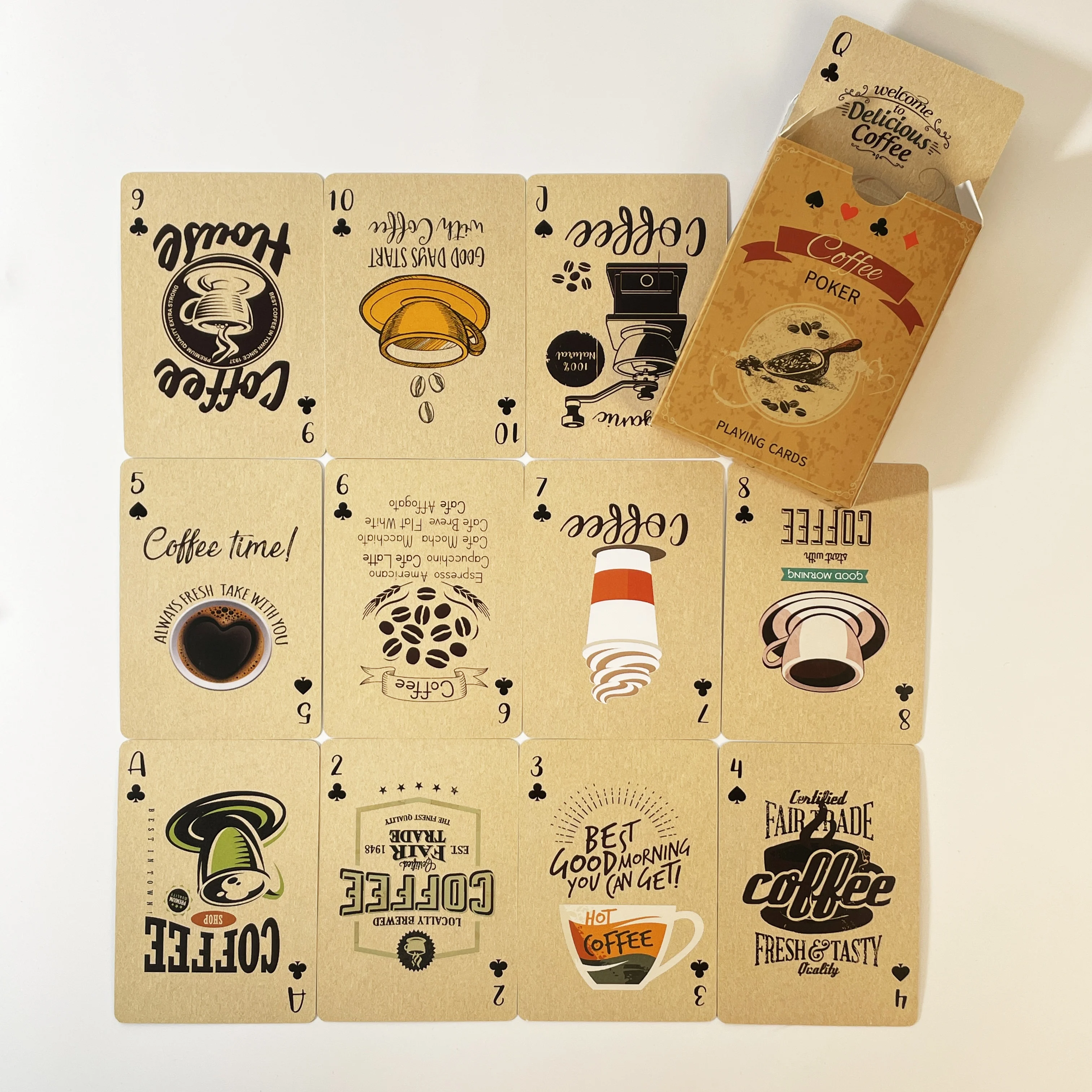 1Set Vintage Kaffeebohne Spielkarten Druck Brettspiel Poker Karten interessante Poker Spielkarten für Unterhaltung
