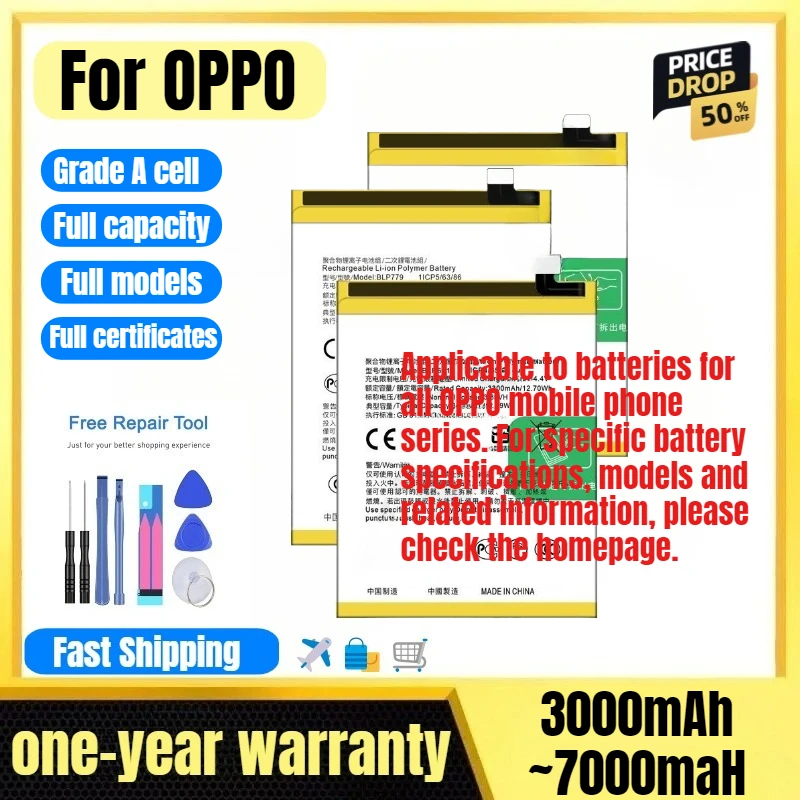 

battery for OPPO FindX/X2Lite/Pro/X3Lite/Pro/Neo/X5/X6/X8/F1/F2/F3Plus/F5/Youth/mini/Lite/F7/Youth/F9/F11/Pro/Plus/F15/F17/Pro