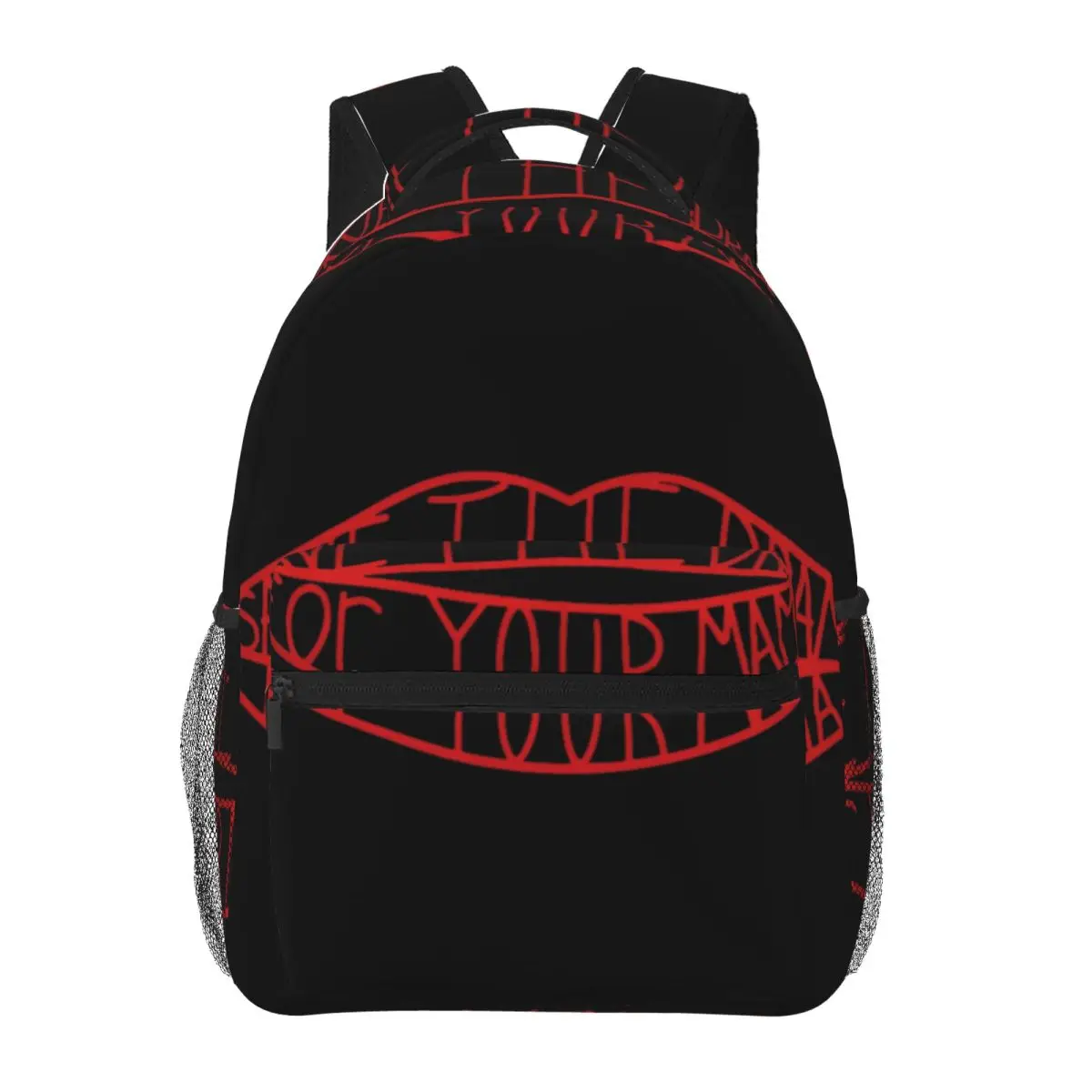 Inspirational Backpack Center Lips Drama Quote Typographic Lip Art Red White Laptop Bookbag for School Office College Daily Gift