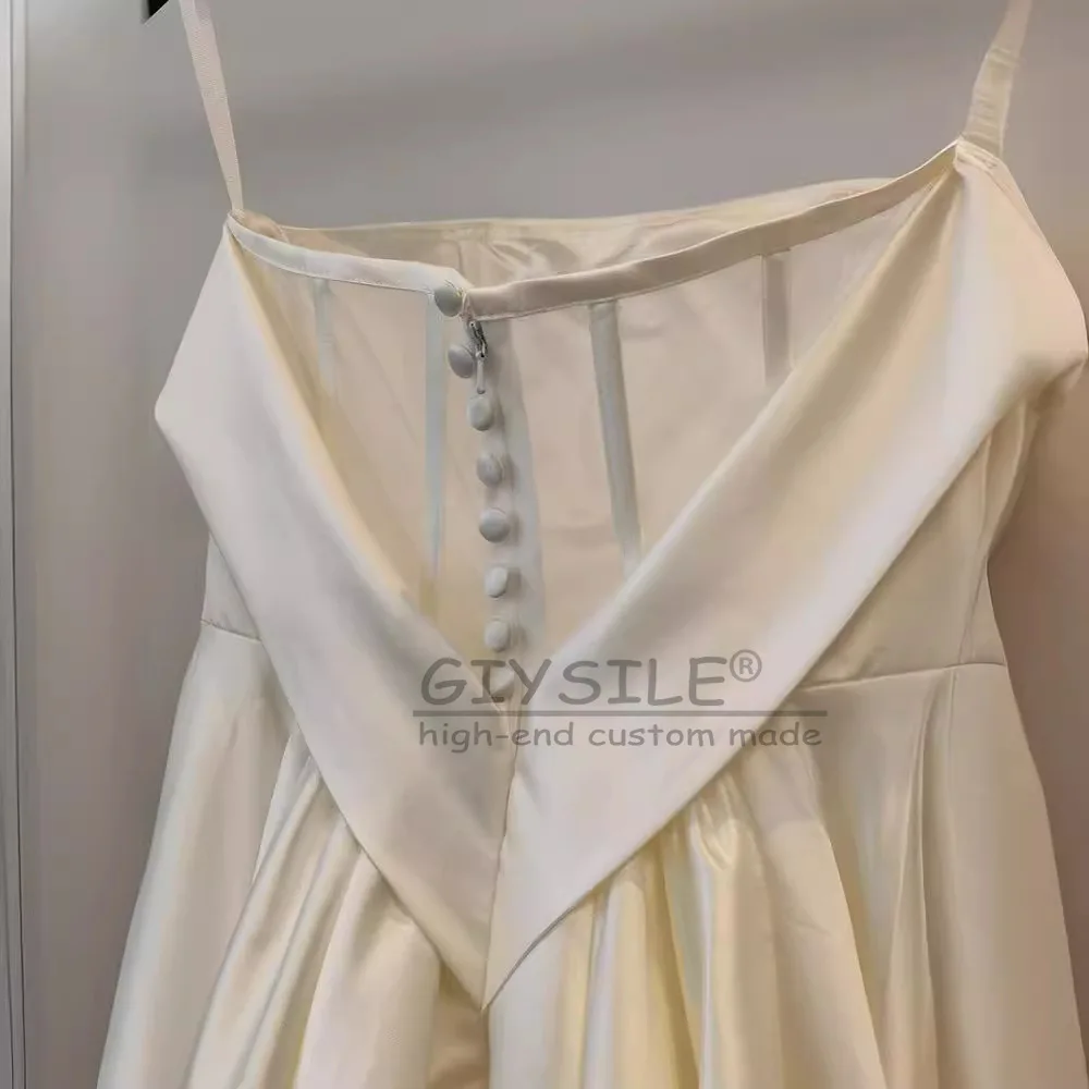 GIYSILE ที่กําหนดเองสายสีขาวซาตินชุดแต่งงานสําหรับผู้หญิง 2025 ง่ายเจ้าสาวที่ไม่มีสายหนังชุดเจ้าสาว vestidos de novia boda