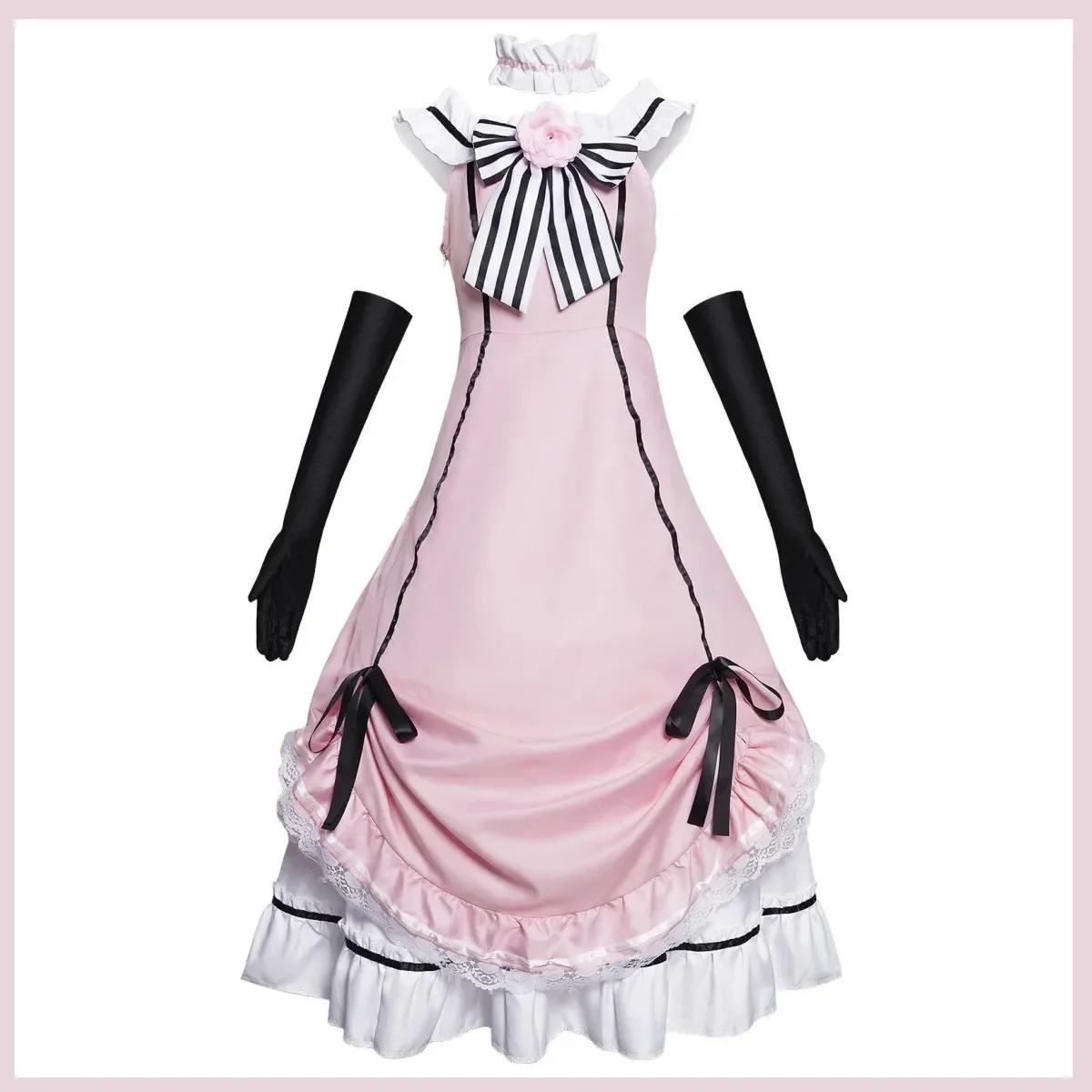 أنيمي أسود بتلر سيل فانتومهايف ابتسامة زي تنكري للنساء ، فستان سهرة روبن ، فستان لوليتا ، شعر مستعار ، حفلة جميلة ، بدلة هالوين