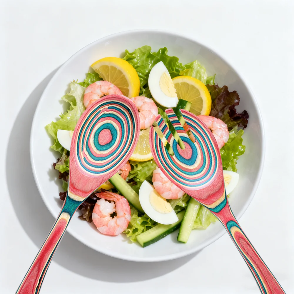 

Wooden Salad Set, 2-Piece Natural Wood Spoon and Fork, Minimalist Kitchen Serving Utensils for Dining (Housewarming Gift Idea)