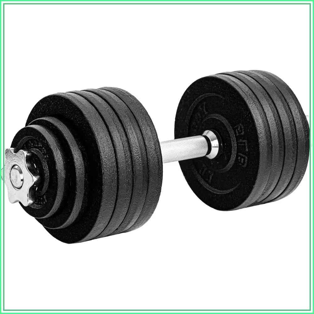 Adjustable Dumbbell Set 52.5lb Cast Iron Weight Plates Star Collars Gym