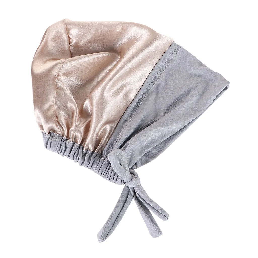 قبعة حجاب من الساتان بطبقة مزدوجة للنساء، غطاء سفلي إسلامي مع غطاء ربطة عنق، حجاب فوري، أوشحة تركية، عمامة إسلامية، باندانا