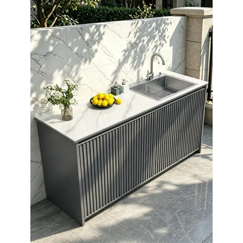 Waterproof and sunscreen Outdoor balcony All aluminum alloy washbasin Locker