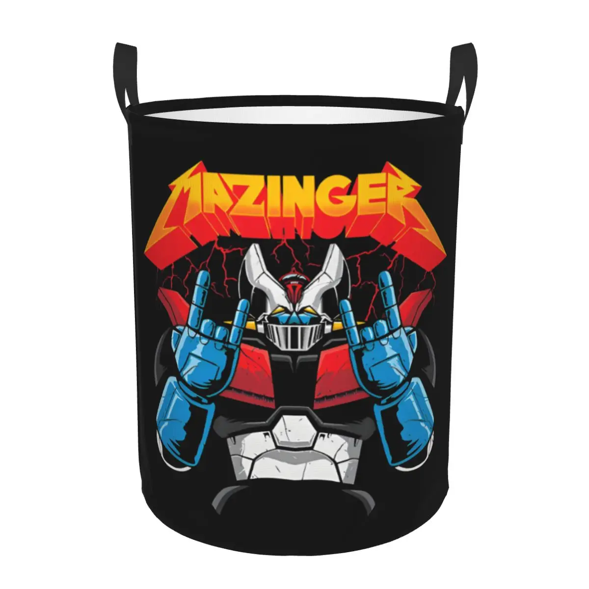Custom Robo Grendizers Anime Laundry Basket Collapsible Mazinger Z Cartoon Clothes Toy Hamper Storage Bin for
