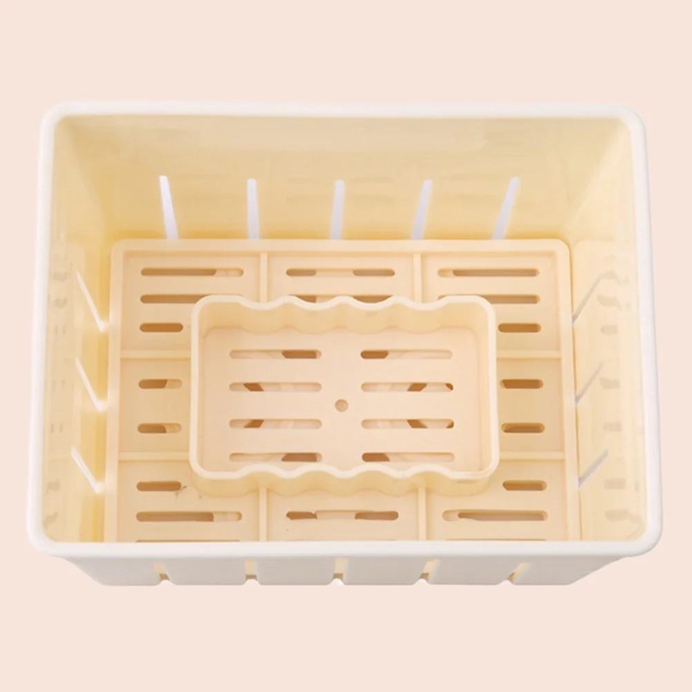 

Tofu Making Mold Plastic Cutter Box DIY Pressing Mould Health Eco Friendly Uniform Slices Cubes Yellow