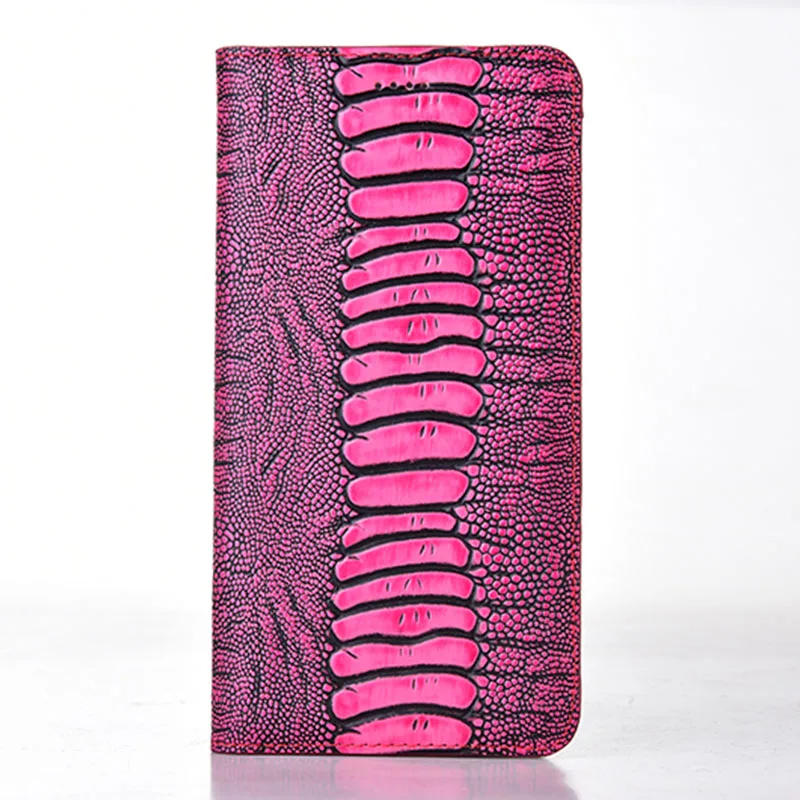 

Ostrich Foot Pattern Flip Cover For iPhone 11 12 7 8 Plus SE X XR XS Pro Max Mini Luxury Leather Phone Case