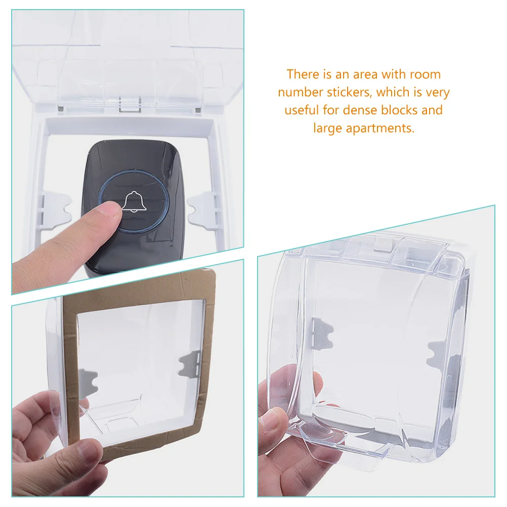 2 Pcs Switch Doorbell Rain Cover Waterproof Transparent Rainproof Shell for Attendance Machine Access Abs Outdoor