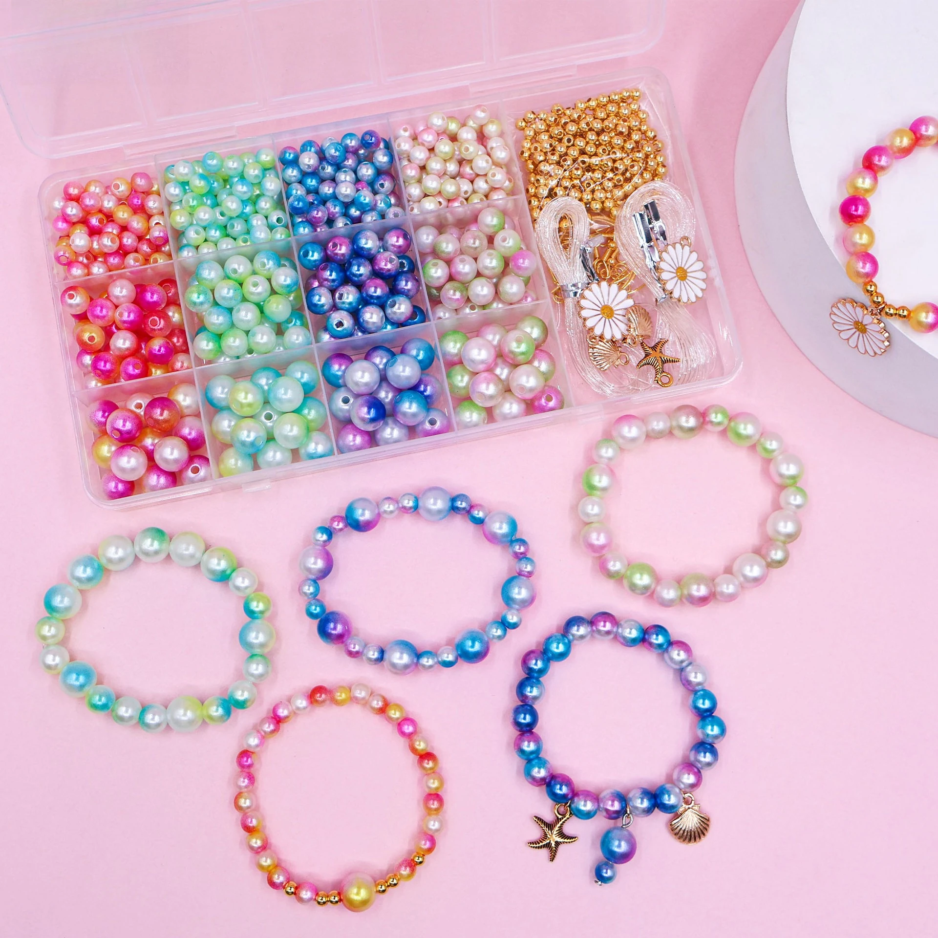 

Hot Sale Beaded Bracelet Beaded Color Imitation Pearl Diy Material Set Beaded Bracelet Jewelry Fashion Bracelet