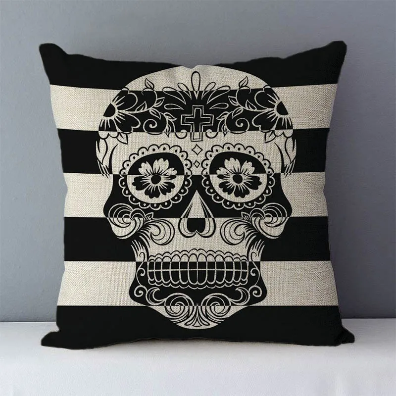 Post-modern style couch cushion cover Skull printed home decorative pillows square size 45x45cm seat back cushions pillowcase