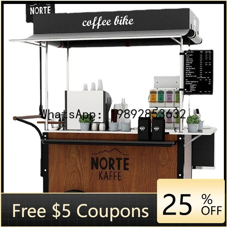 zz outdoor inverted three-wheel bicycle, inverted donkey, night market, movable meal cart, snack coffee cart