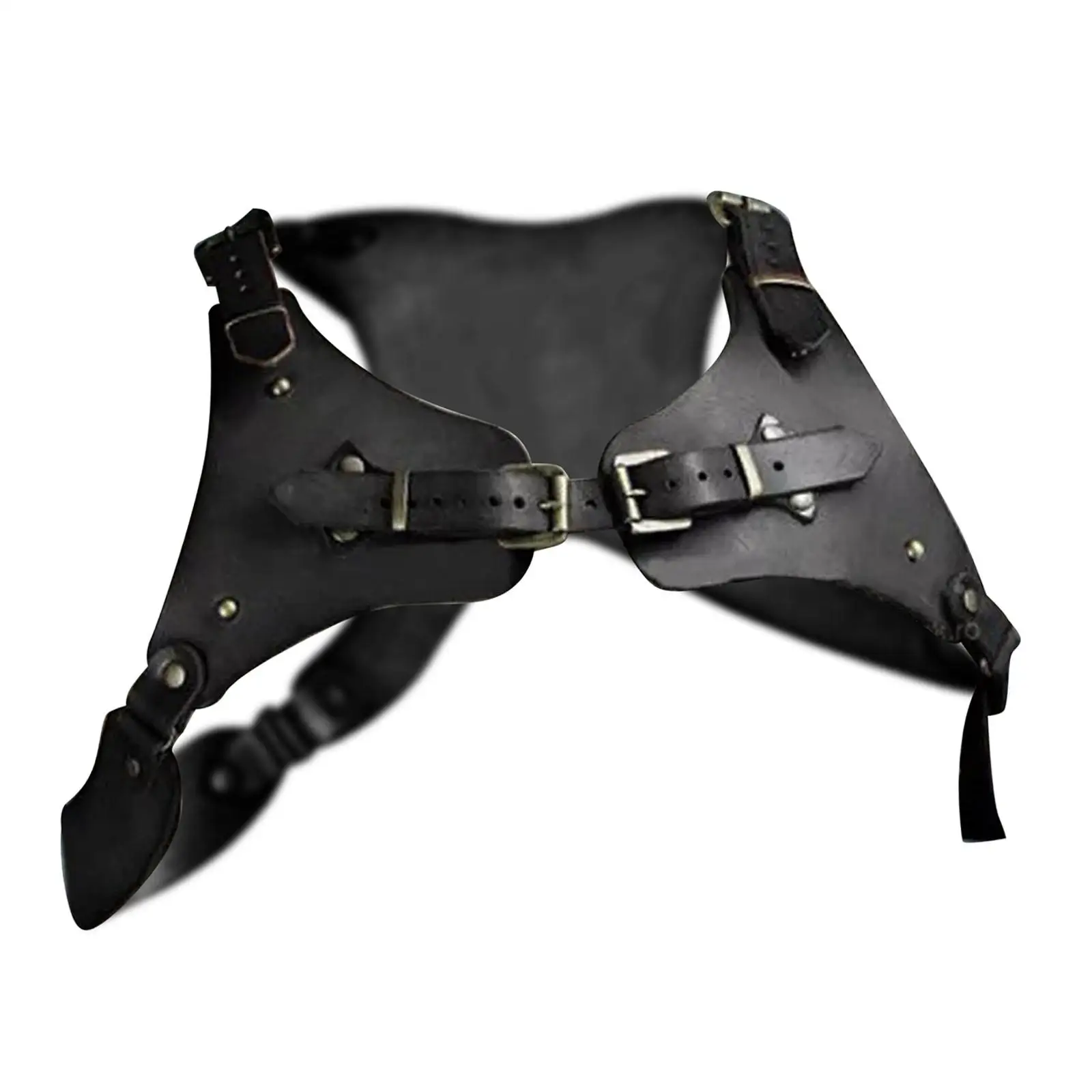 Men Medieval Body Chest Harness Shoulder Armors PU Feather Belt Steampunk Adjustable Straps for Renaissance Faire LARP Knight