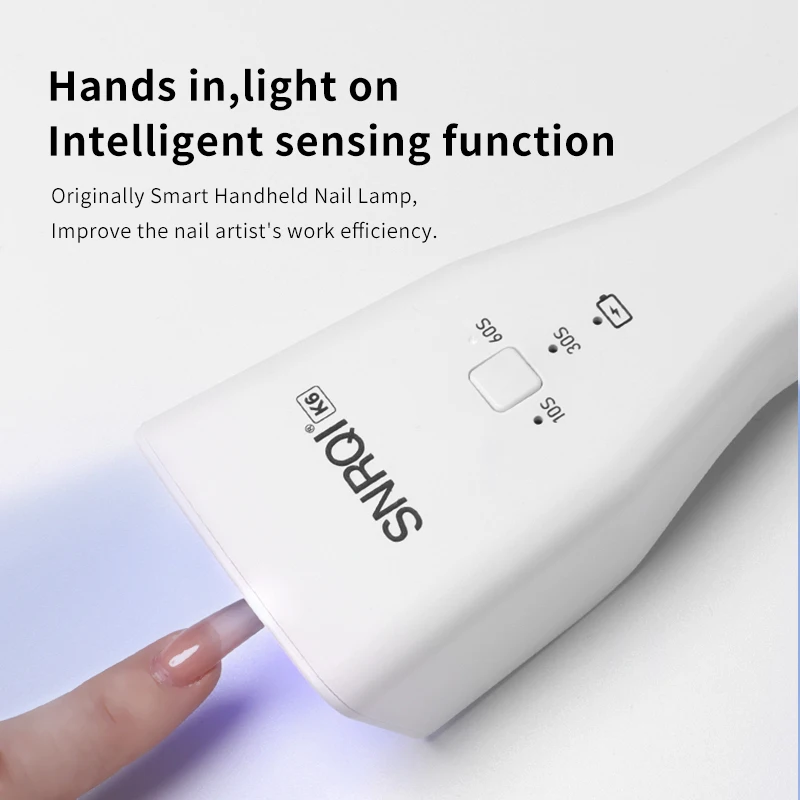 UV LED Nail Lamp Handheld Cordless Rechargeable Mini Nail Dryer 9W Flash Cure Auto Sensor Timer Type-C Gel Polish Salon Home DIY