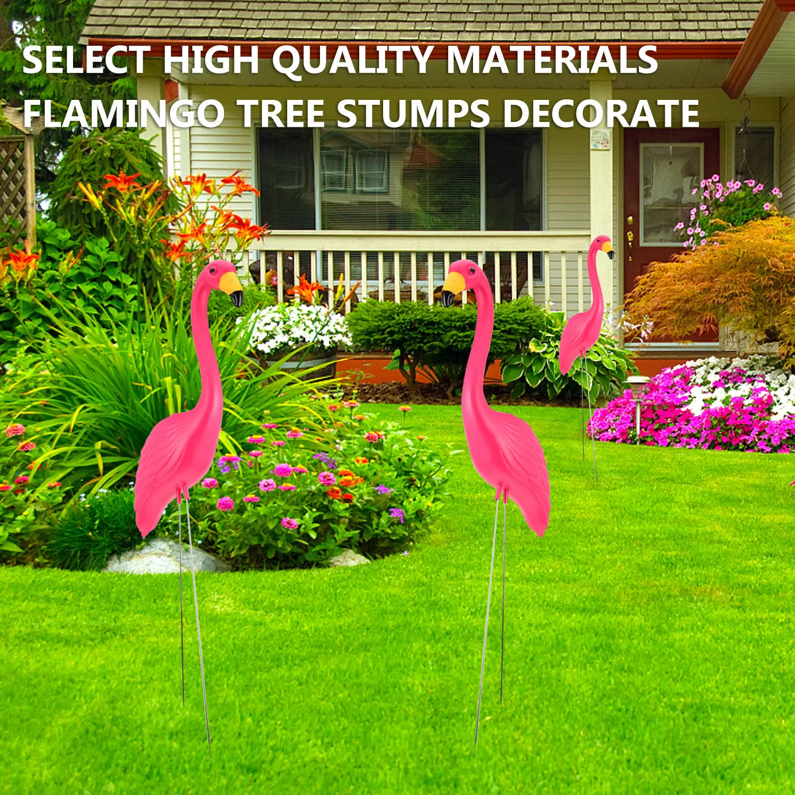 2Pcs Flamingo Garden Stake Vivid Pink Sculpture Statue Yard Lawn Decor Outdoor Decoration Flamingo Stake Garden Decoration