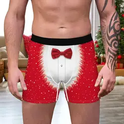 Men Christmas Boxers Funny Christmas Tree Santa Boxers Men Milk Silk Boxers Men Soft Underwear Sexy Trunks Male Panties Gift