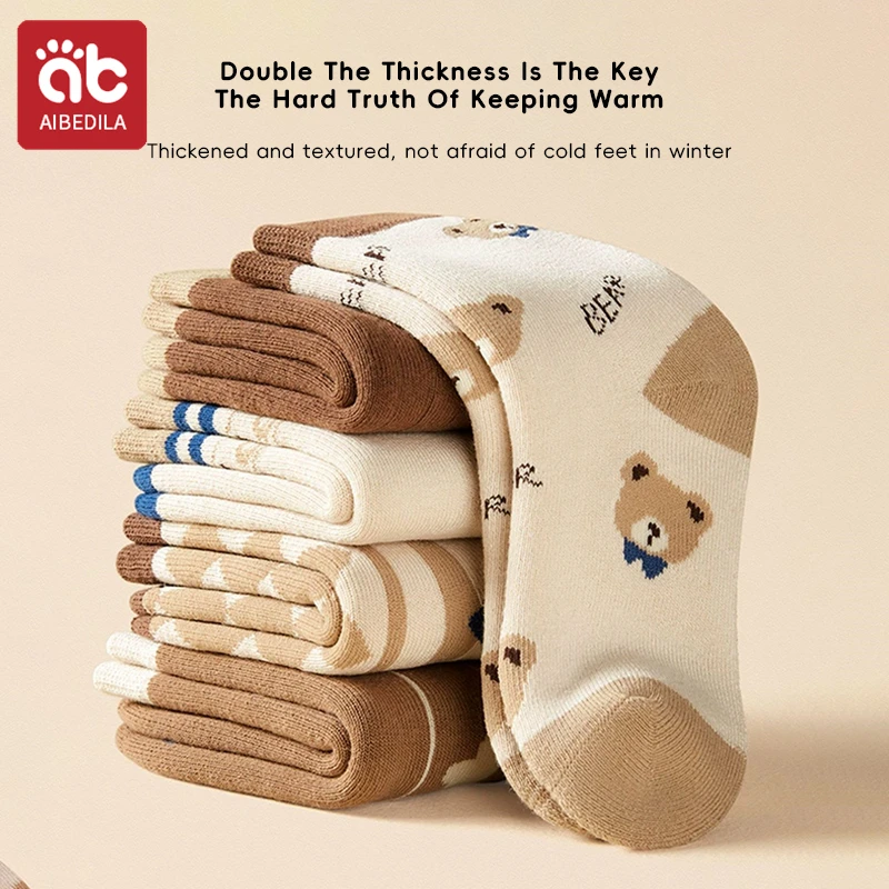 AIBEDILA Children Socks Baby Autumn Winter Cotton Stockings Boys Girls Socks Cotton Socks