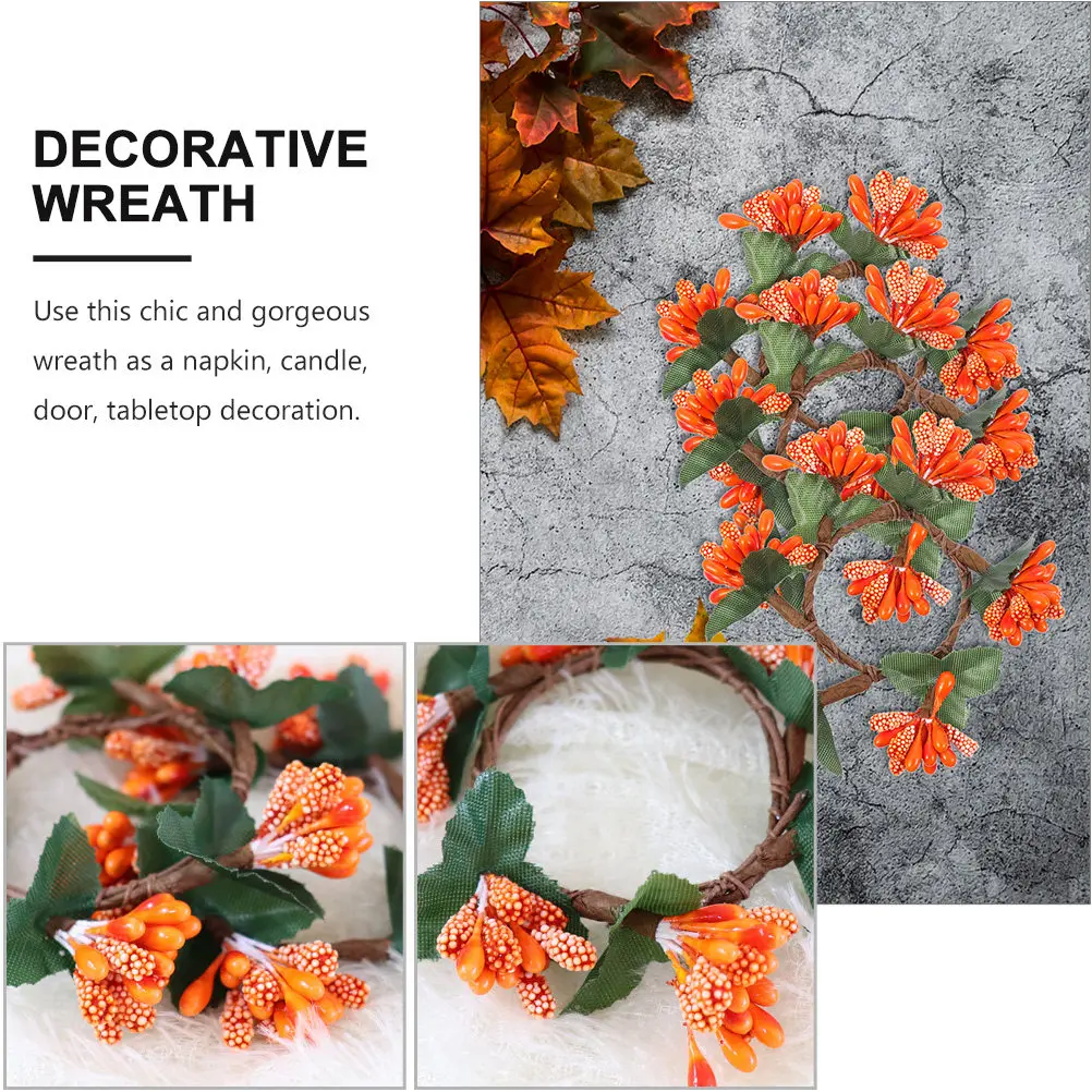 10Pcs Berry Napkin Ring Set Realistic Mini Wreath Decorative Napkin Holder for Thanksgiving Party Supplies Tabletop Door