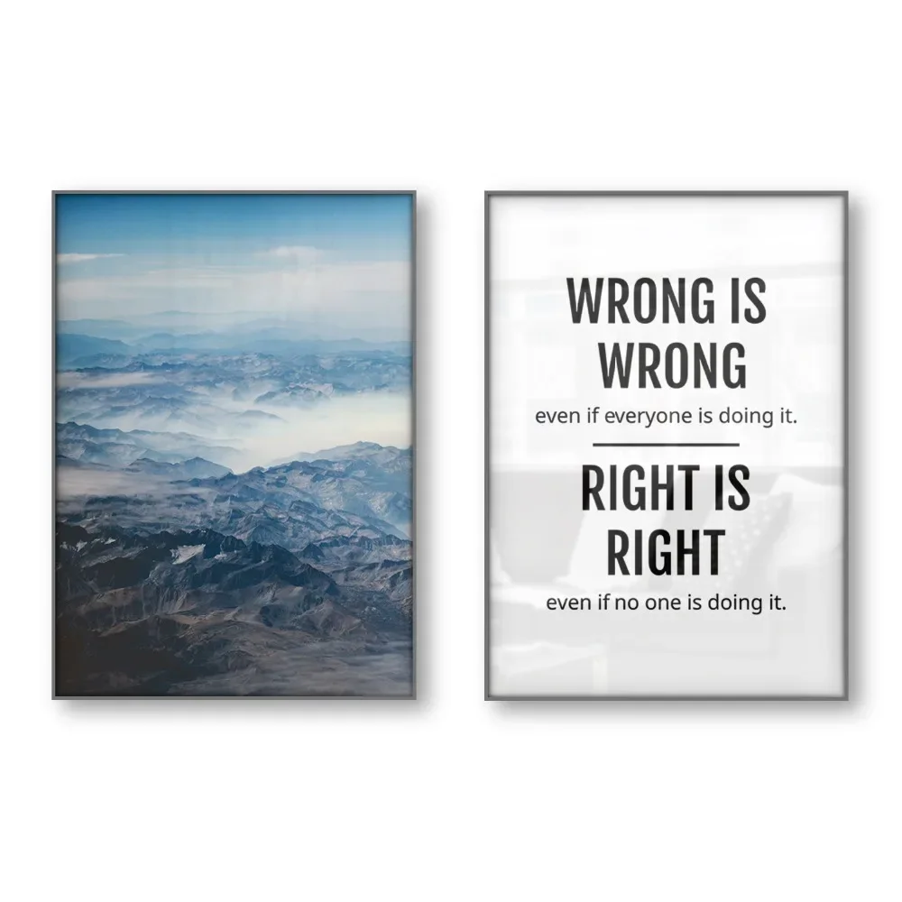 Wrong Right Quotes Poster Motivational Inpirational Success Quotes Poster Picture Wall Art Canvas Print Landscape Mountain Photo