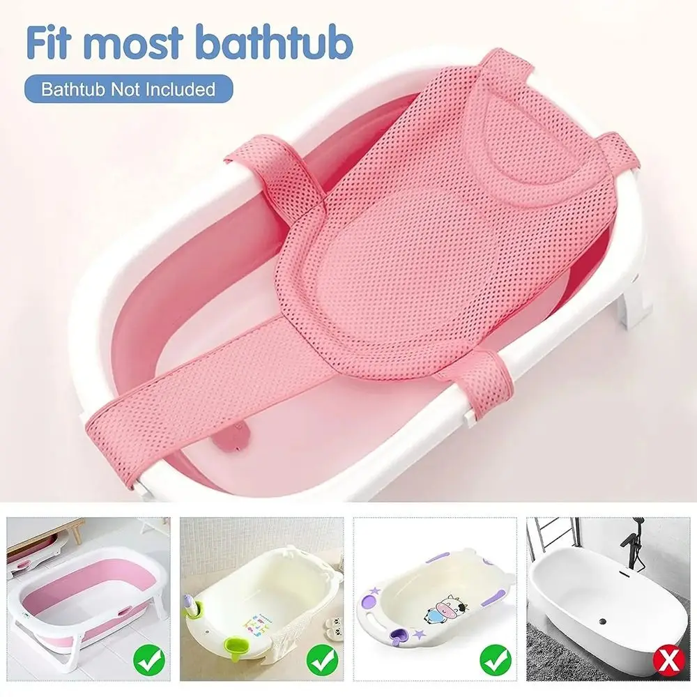 Adjustable Newborn Baby Bath Cushion Foldable Anti-slip Shower Cradle Bed Seat Baby Bathtub Pillow Cross-shaped Children Bathtub