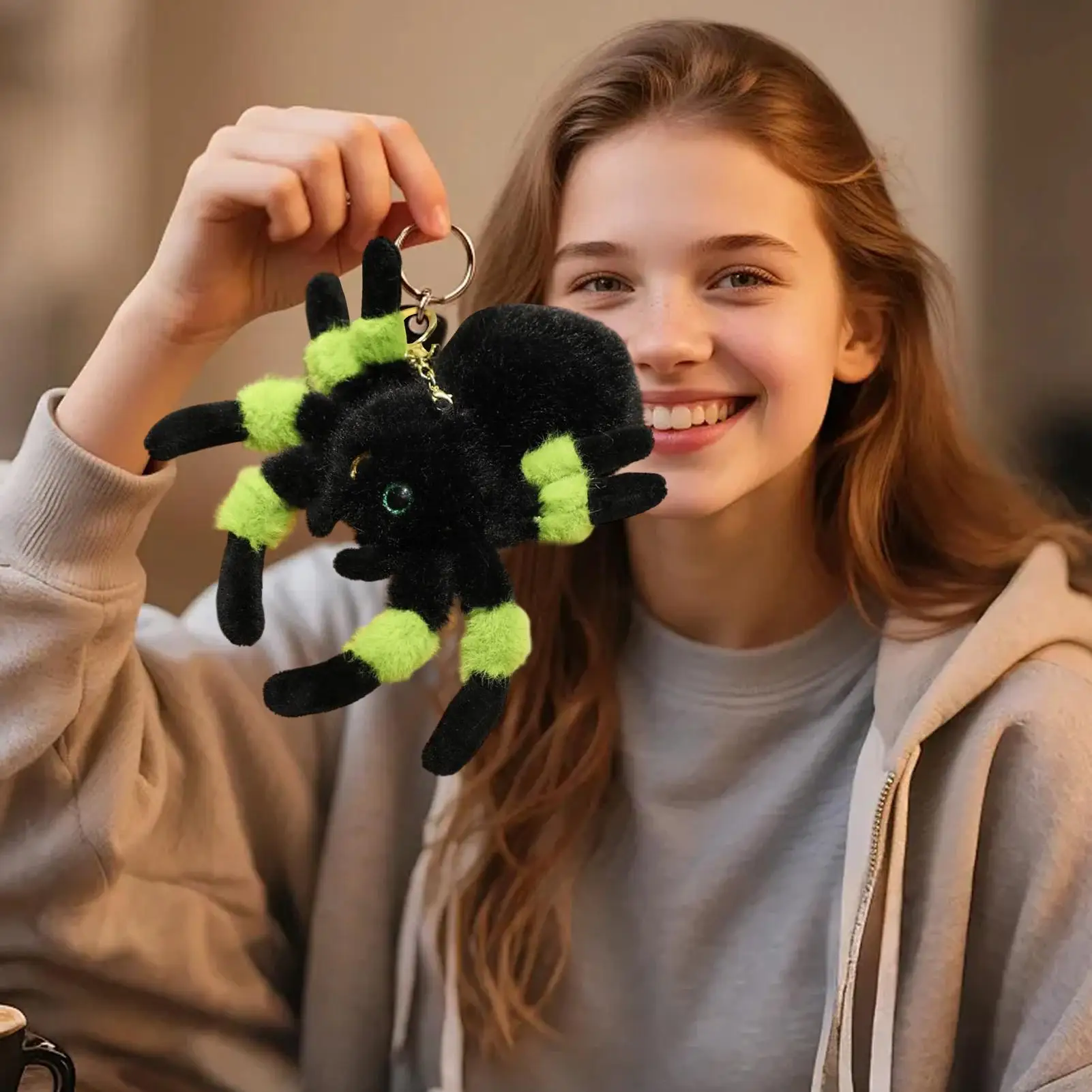 Aranha de pelúcia dos desenhos animados decoração bonito aranha chaveiro de pelúcia para meninos das mulheres dos homens crianças natal aniversário feriados bolsa viagem