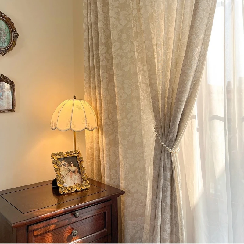 

New Sheer Curtains for Living Dining Room Bedroom French Cotton and Linen Double-sided Jacquard Elegant Luxury