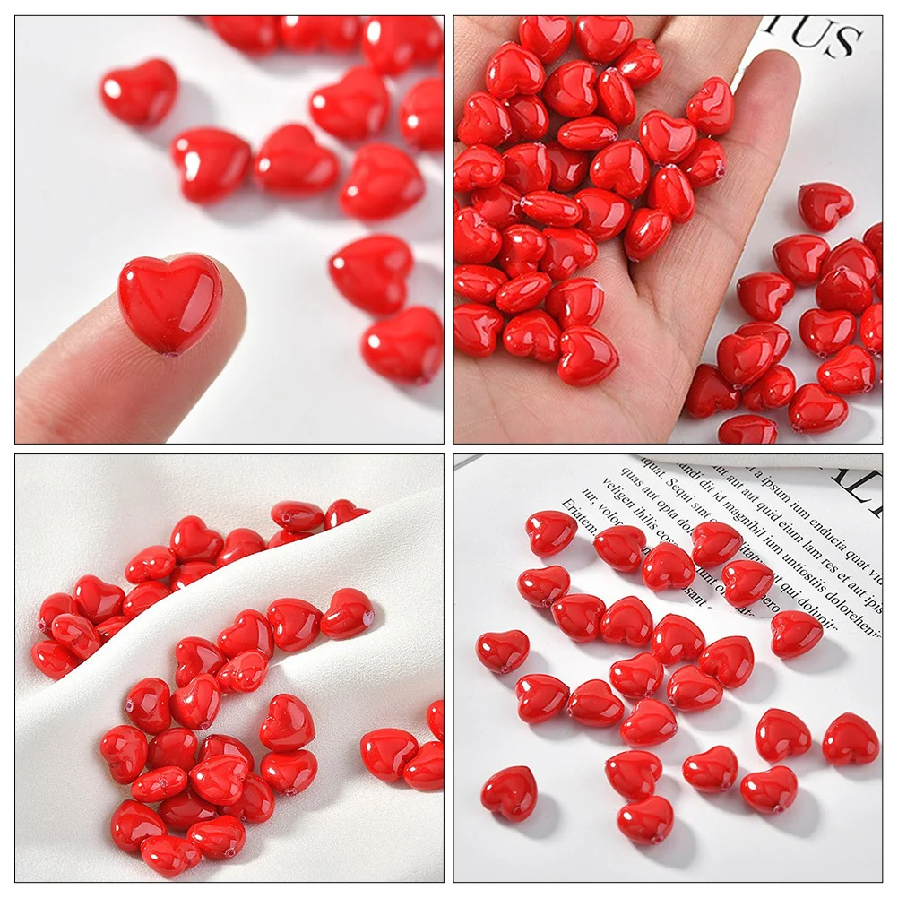 

10Pcs Plastic Heart Beads DIY Jewelry Making Spacer Necklace Bracelet Craft Supplies Love Beads Jewelry Making Accessories
