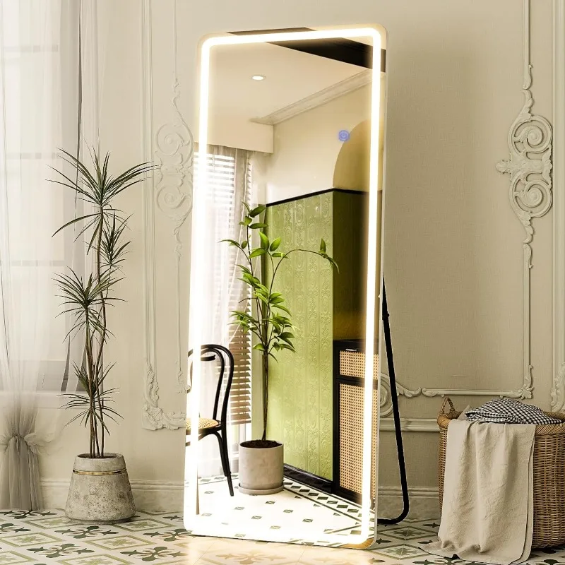 LED Full Length Mirror  Full Body Mirror with Stand Wall Mounted Hanging Mirror with Lights