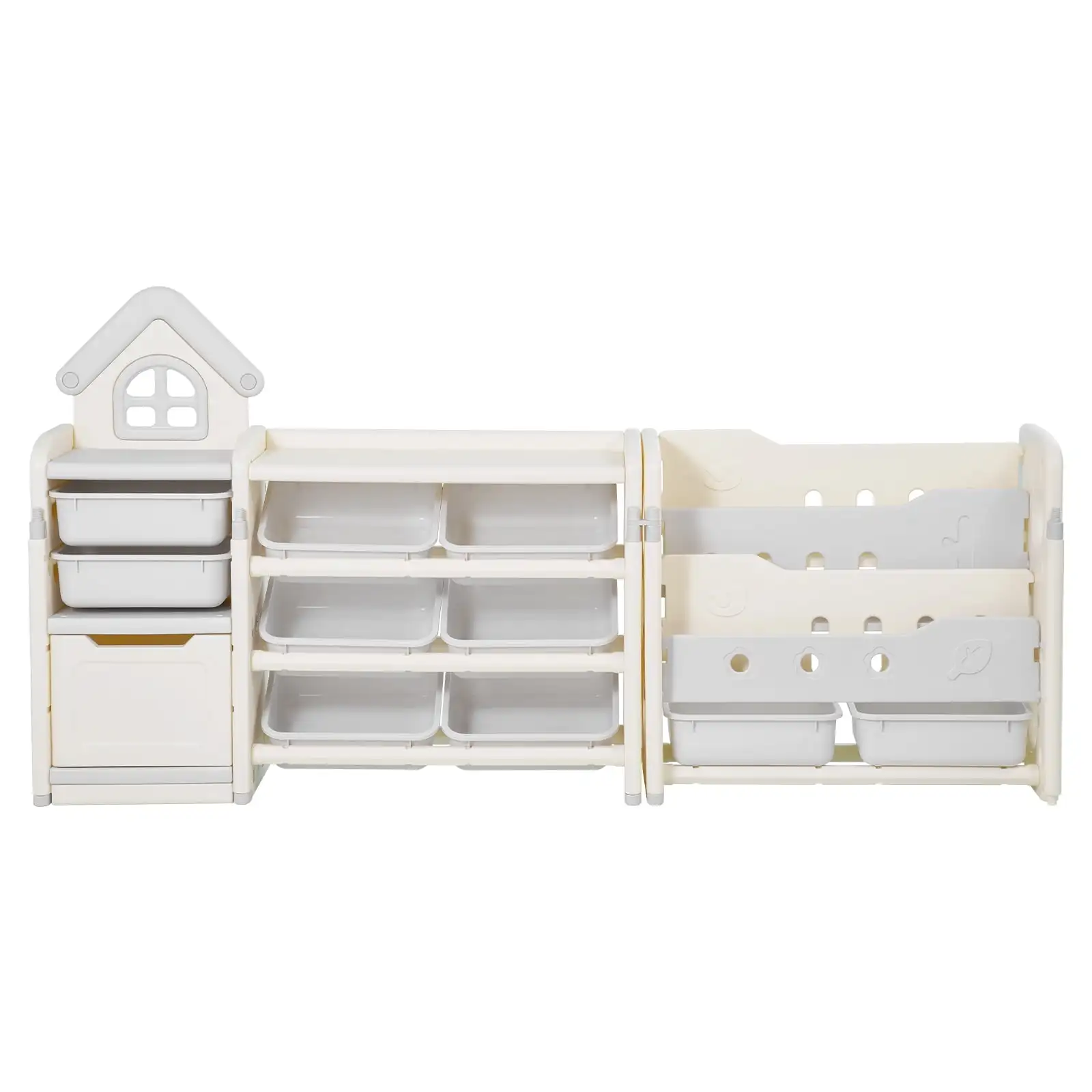 

Kids Toy Organizer with Bookshelf, 4-Tier Storage Unit with 10 Removable Plastic Bins, Multi