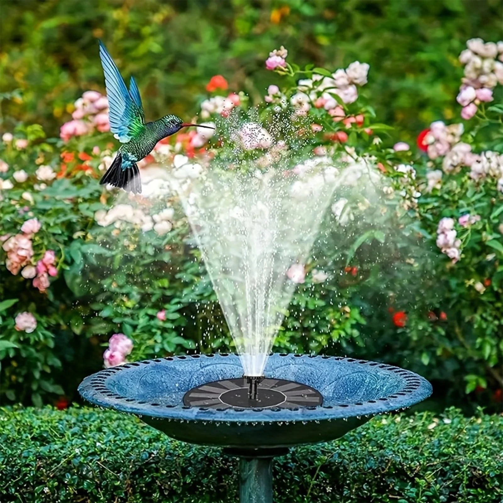 1 Piece Solar Fountain Pump, Solar Bird Bath Lotus Fountain Pump, with 6 Nozzles, Suitable for Bird Baths, Gardens, Ponds, Swimming Pools, Solar Fountain Pump for Garden Decoration
